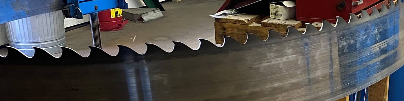 A large saw blade in the South Coast Lumber facility